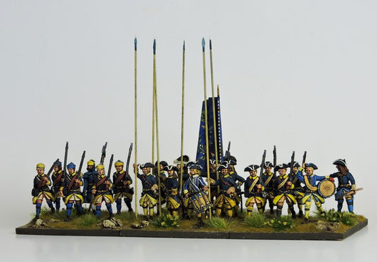 SB03 Swedish Battalion in Tricorn Marching - Warfare Miniatures USA