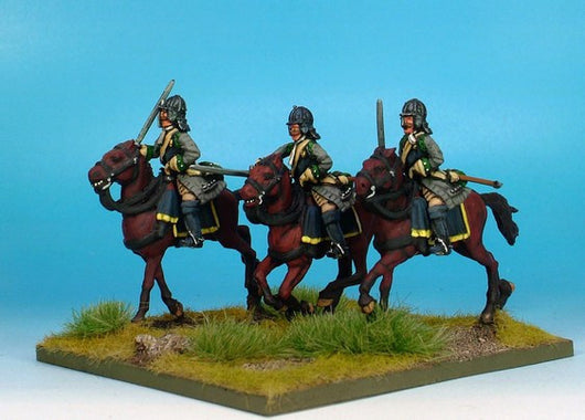 WLOA37b Cuirassiers in German Helmets on Galloping Horses - Warfare Miniatures USA