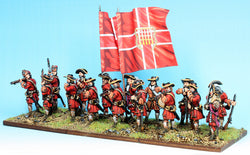 B002 Firing Line with Grenadiers in Mitre Caps (no pikes) - Warfare Miniatures USA