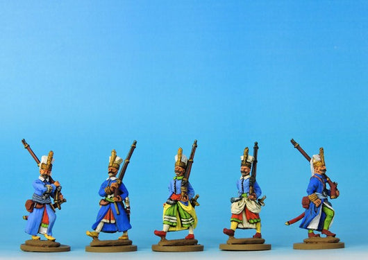 OT01 Janissaries - Advancing Full Dress - Warfare Miniatures USA