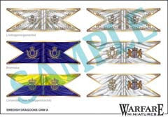 SCF004 Swedish Dragoon flags for Poltava - Warfare Miniatures USA