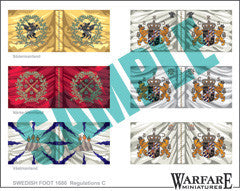 SIF003 Swedish Infantry Flags for Poltava - Warfare Miniatures USA