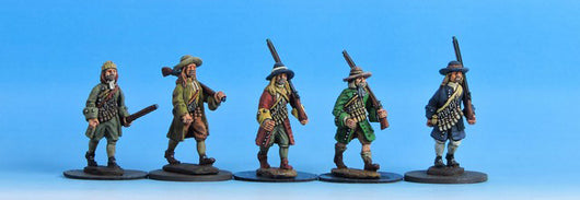 V01 Civilians with Matchlocks in Coats - Warfare Miniatures USA