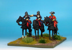 WLOA36a Cuirassiers Command in English Helmets on Standing Horses - Warfare Miniatures USA