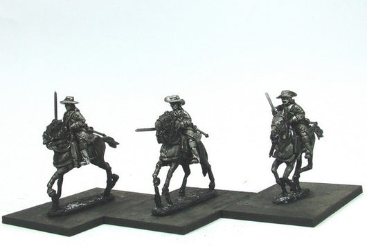 WLOA43b Cuirassiers in Hats, Front Plate Only on Galloping Horses - Warfare Miniatures USA