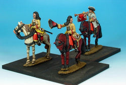 WLOA48a Cuirassiers Command Bearheaded, Cuirass Under Coat on Standing Horses - Warfare Miniatures USA