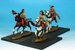 WLOA48b Cuirassiers Command Bearheaded, Cuirass Under Coat on Galloping Horseb - Warfare Miniatures USA