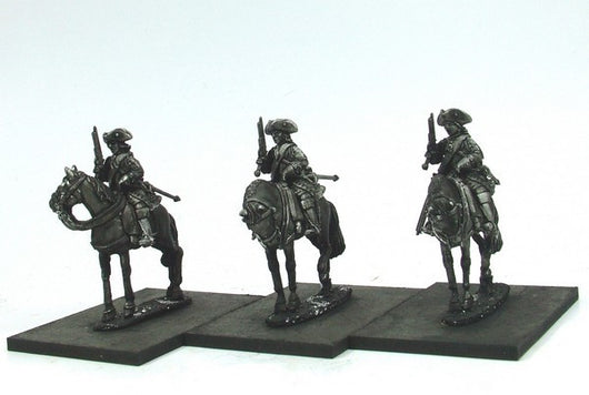 WLOA55a Cuirassiers in Tricorns, Front Plate Only on Standing Horses - Warfare Miniatures USA