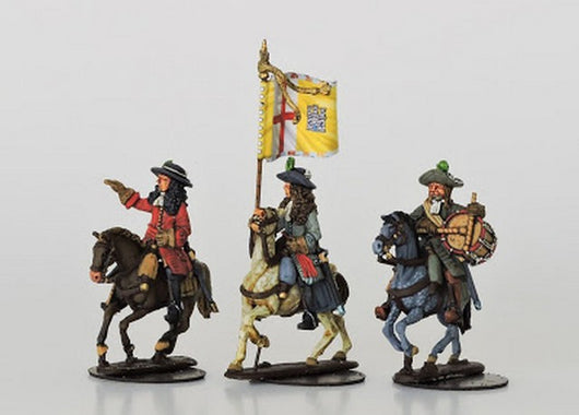 WLOA60 Mounted Dragoon Command in Hats - Warfare Miniatures USA