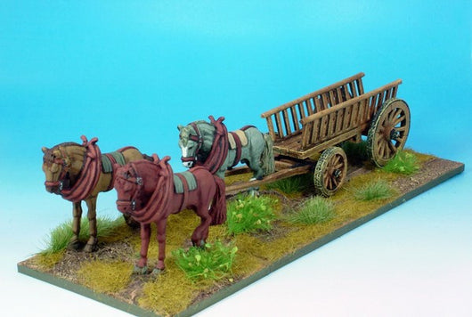 WLOA905 Wagon with Three Horses - Warfare Miniatures USA