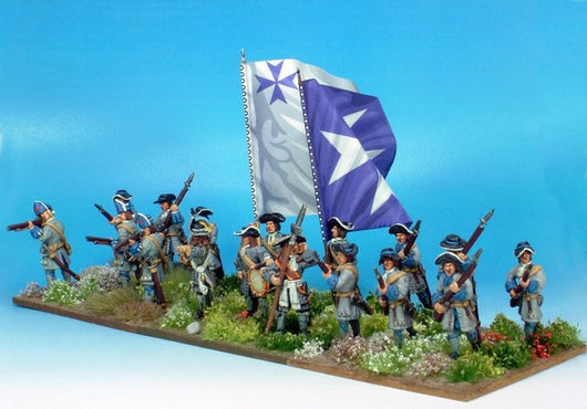 B012 Advancing with Grenadiers in Low Mitre (no pikes) - Warfare Miniatures USA