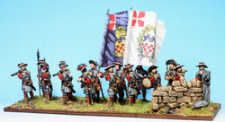 B004 Firing Line with Grenadiers in Fur Cap (no pikes) - Warfare Miniatures USA