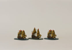 ARD012B Two English Flush Deck 50 Gun Ships and 2-Deck 40 Gun Ship with Double Reefed Topsails